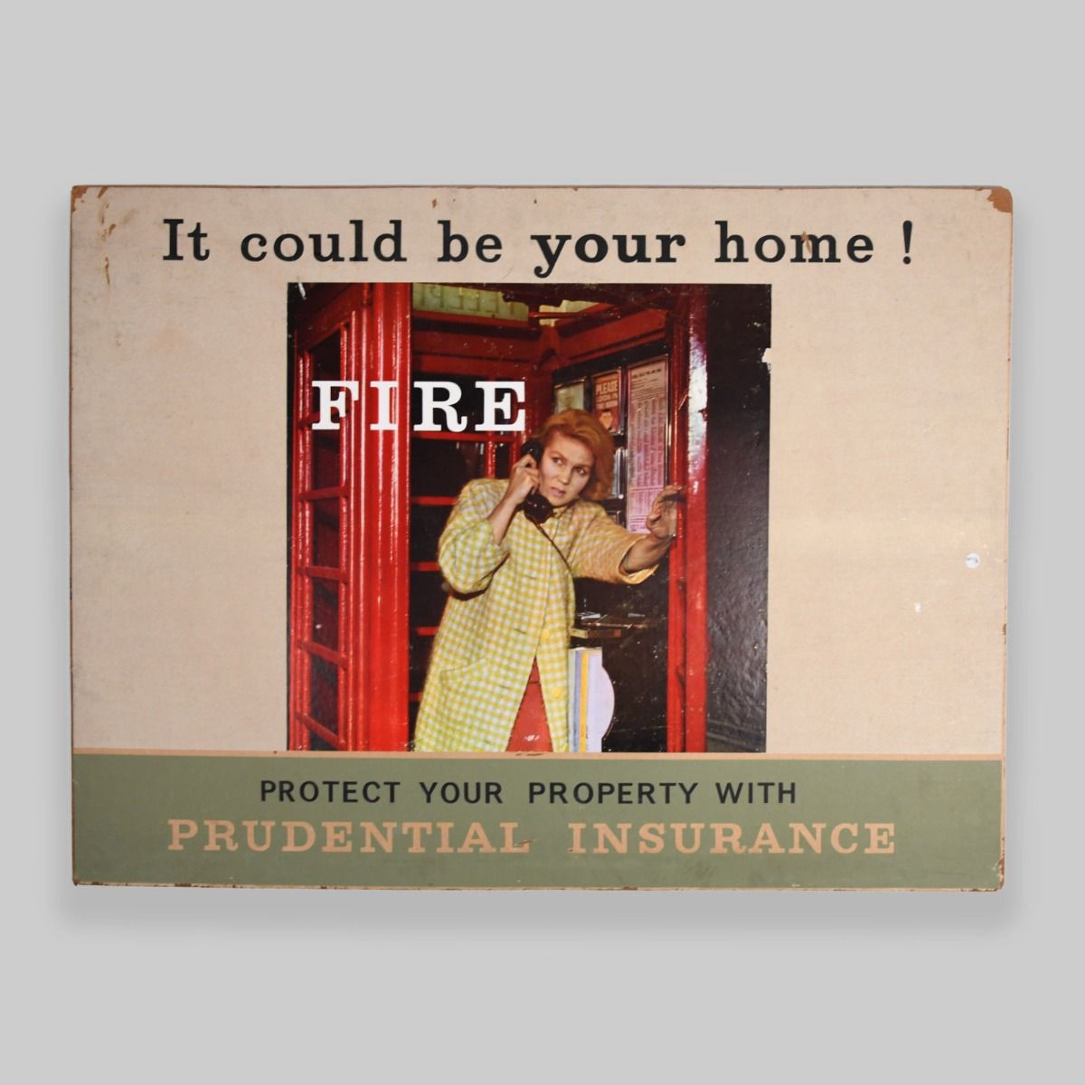 Vintage 1960s Prudential Insurance Large Double-Sided Advertisement Board