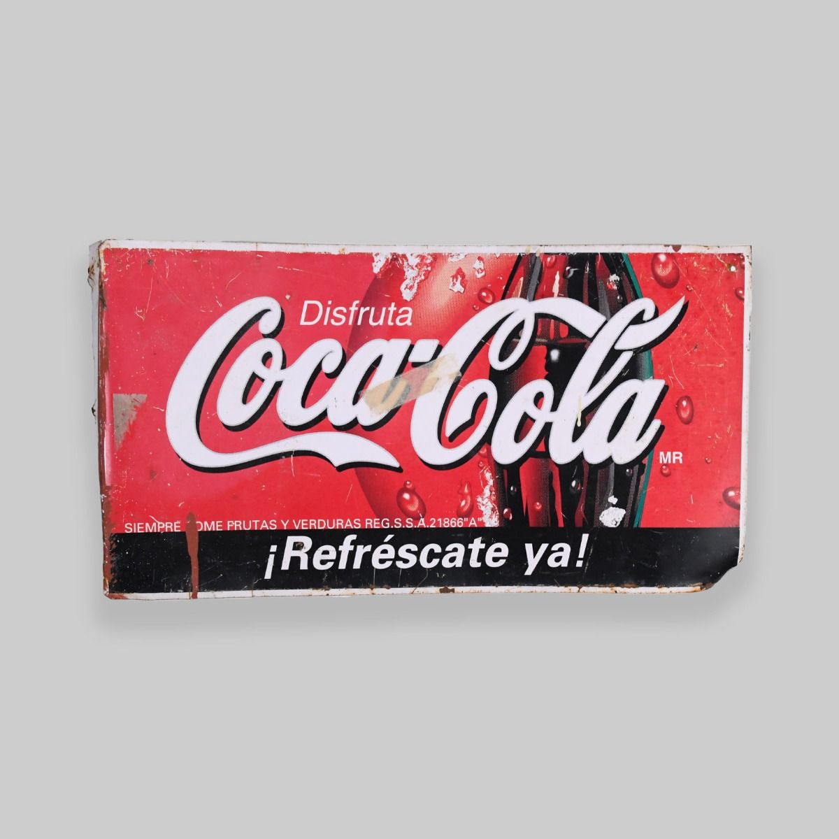 Vintage 1980s Metal Coca Cola Sign Spanish