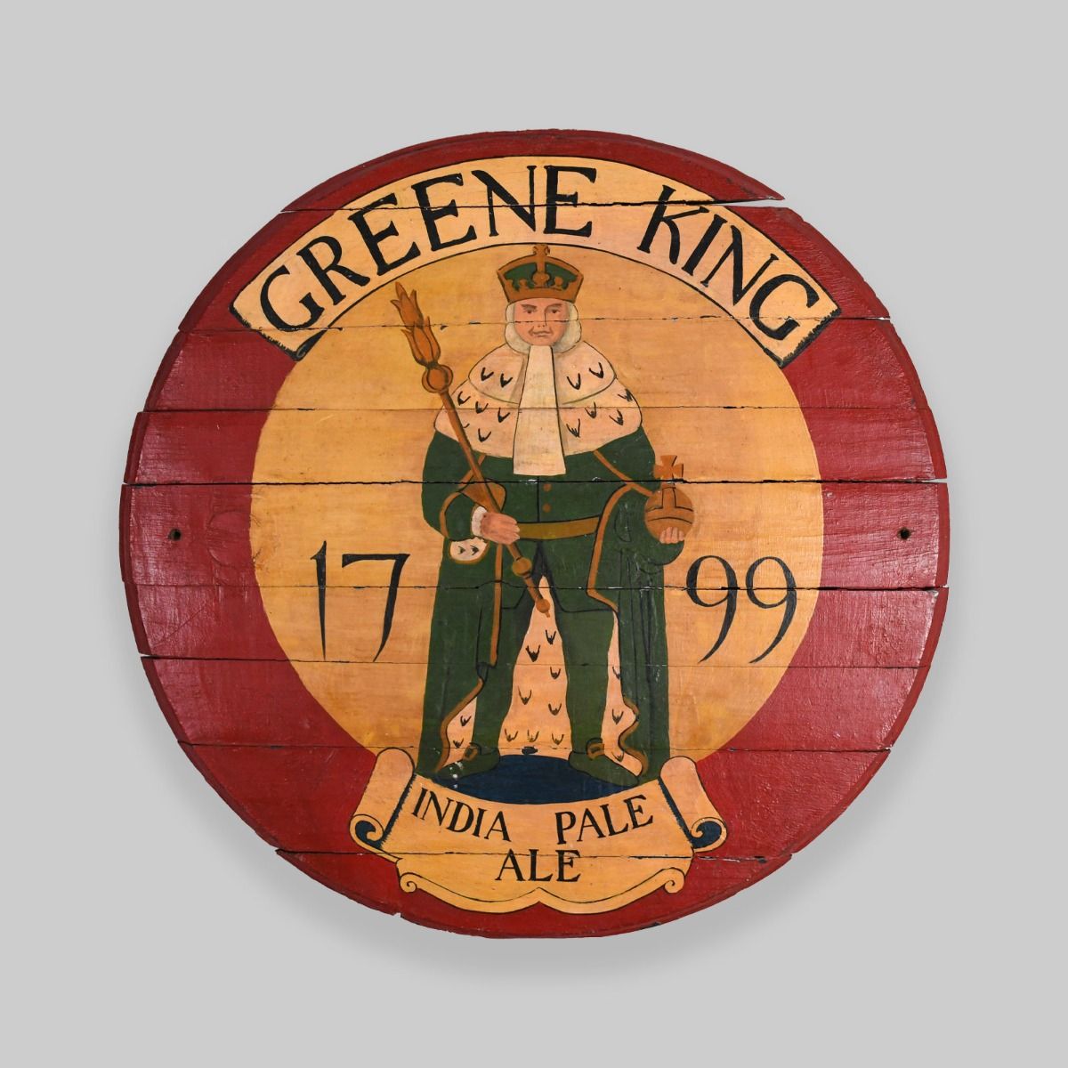 Vintage Greene King Circular Wooden Pub Sign