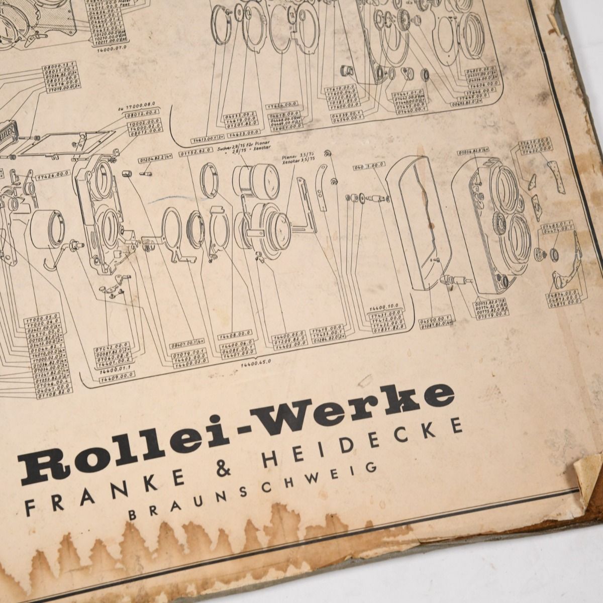 Vintage Original Rolleiflex 3.5 E3 Exploded View Repair Diagram Print