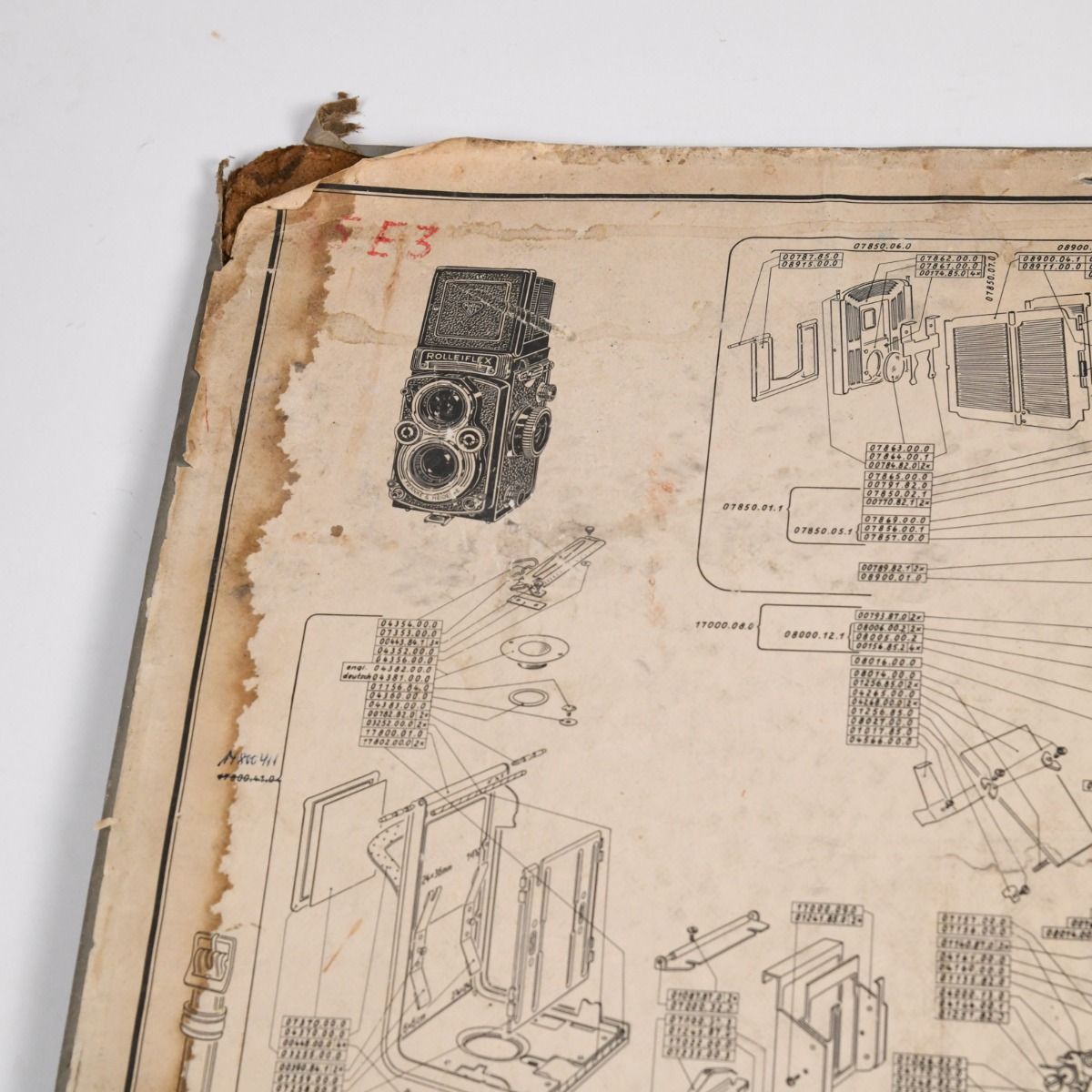 Vintage Original Rolleiflex 3.5 E3 Exploded View Repair Diagram Print