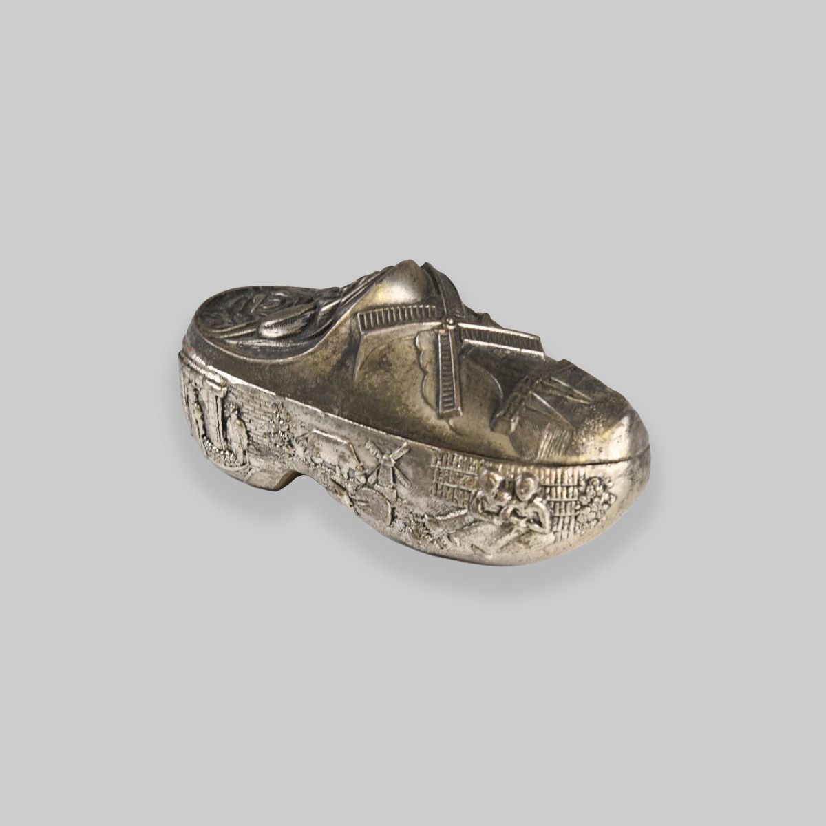 Vintage Silver Plated Dutch Clog Trinket Jewellery Box