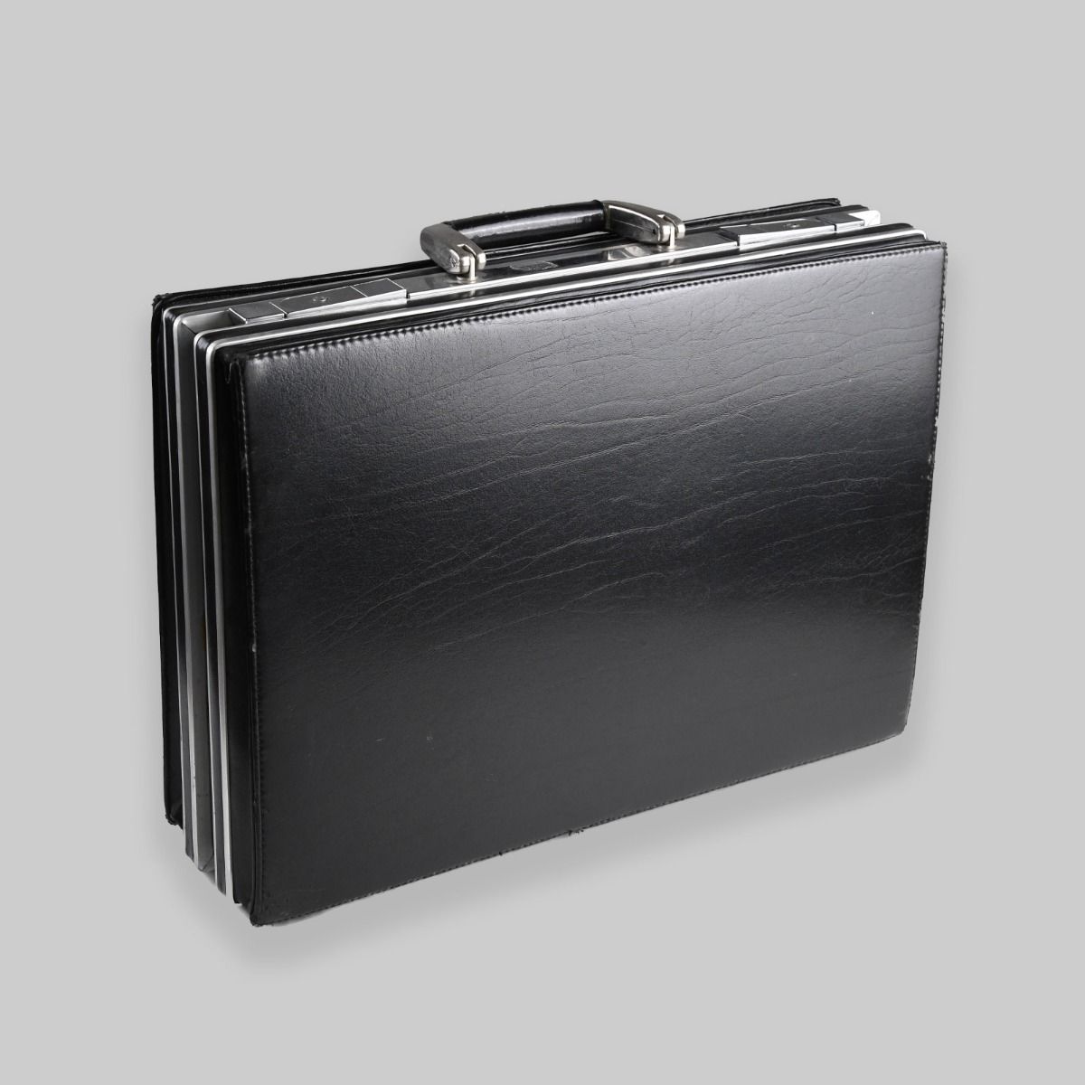 Vintage 1970s Cavalet Black Leather-Effect Briefcase