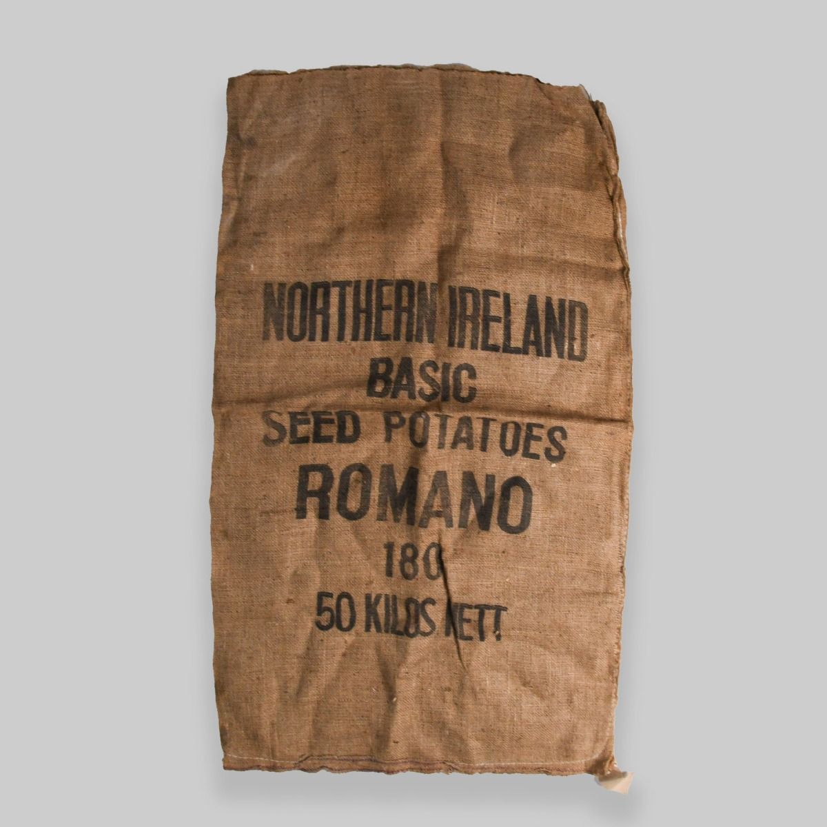 Vintage Hessian Northern Ireland 'Romano' Potato Sack
