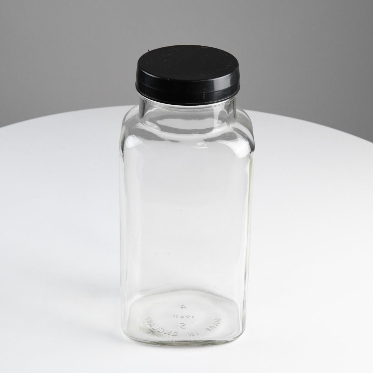 Vintage Sweet Shop Glass Jar With Black Lid