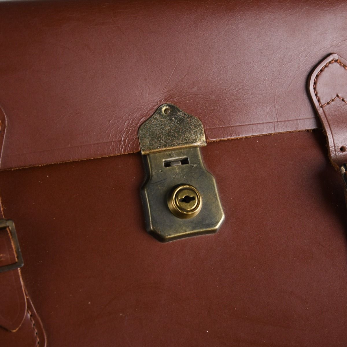 Vintage Mid Century Brown Leather Briefcase