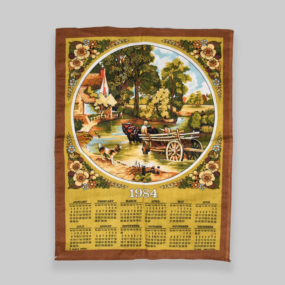 Vintage 1984 Country Life Calendar Tea Towel
