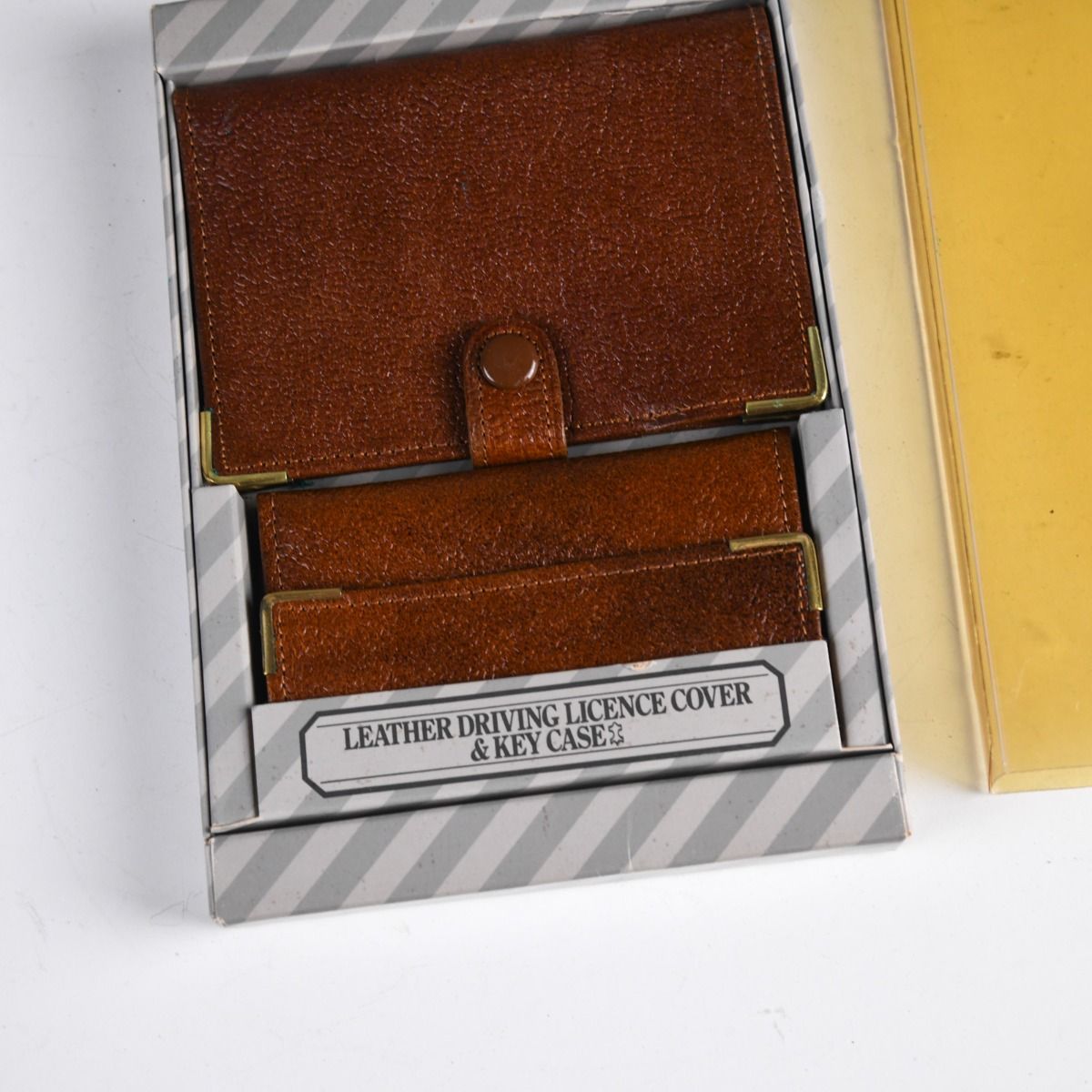 Vintage BHS Leather Driving License Cover & Key Case Set