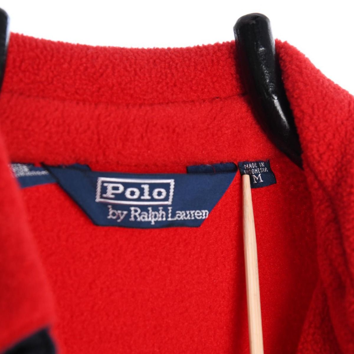 Polo Ralph Lauren 1990s Fleece Harrington Red Jacket With Embroidered Breast Logo