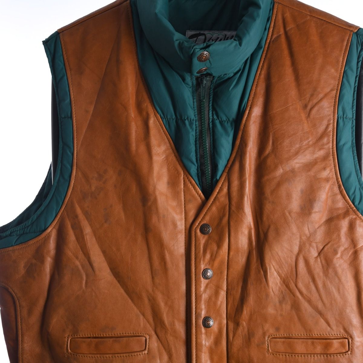 Schott 1980s Leather Goose Down Vest
