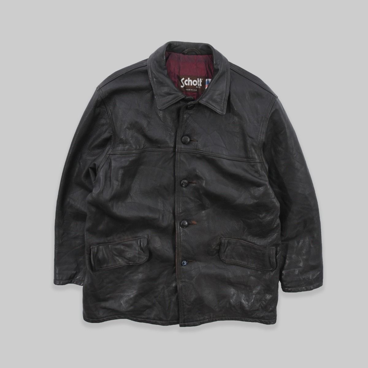 Schott Sportswear 1990s Heavy Leather Jacket