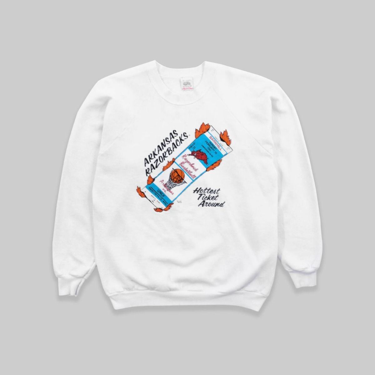 1991 Arkansas Razorbacks White Sweatshirt