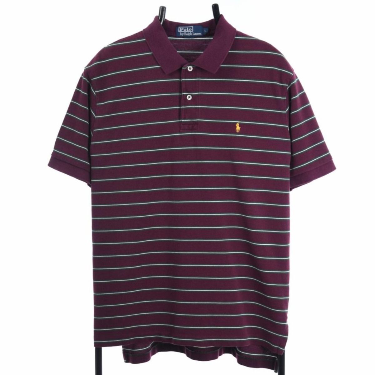 Ralph Lauren Burgundy & Green Striped Polo Shirt