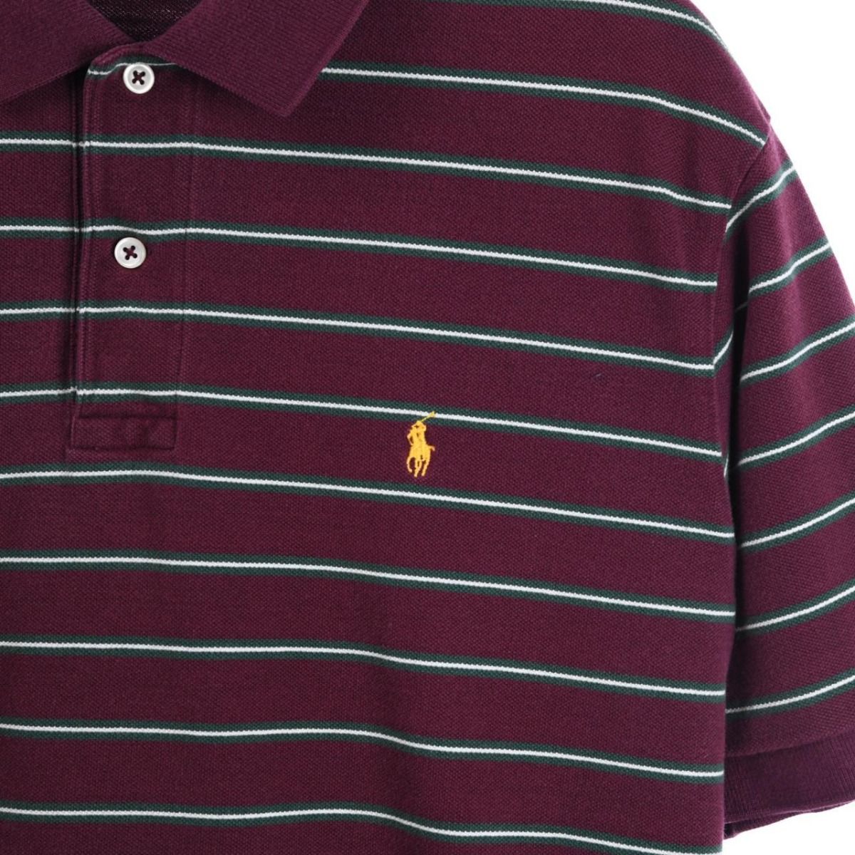 Ralph Lauren Burgundy & Green Striped Polo Shirt