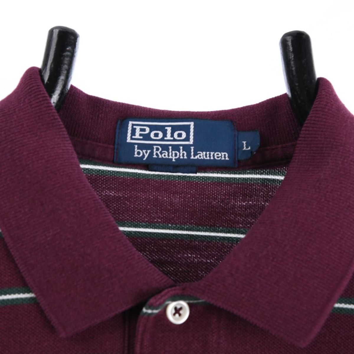 Ralph Lauren Burgundy & Green Striped Polo Shirt