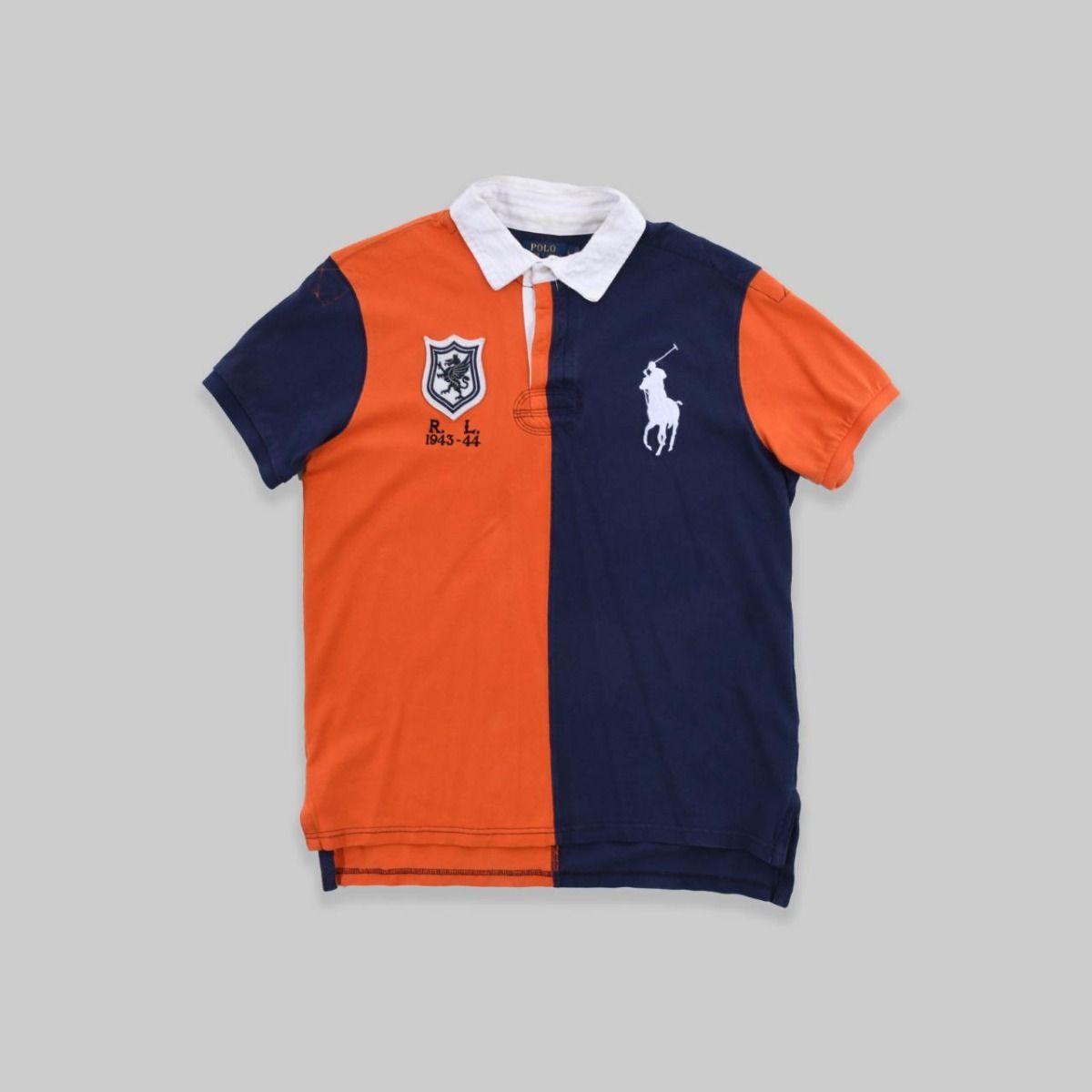 Ralph Lauren Orange & Navy Blue Polo Shirt
