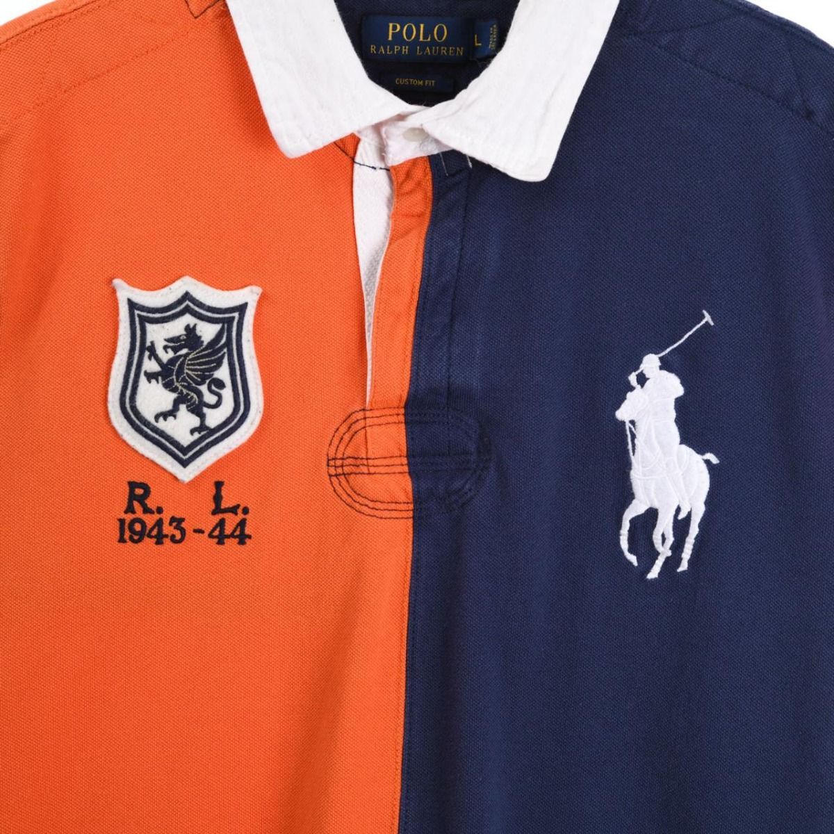 Ralph Lauren Orange & Navy Blue Polo Shirt