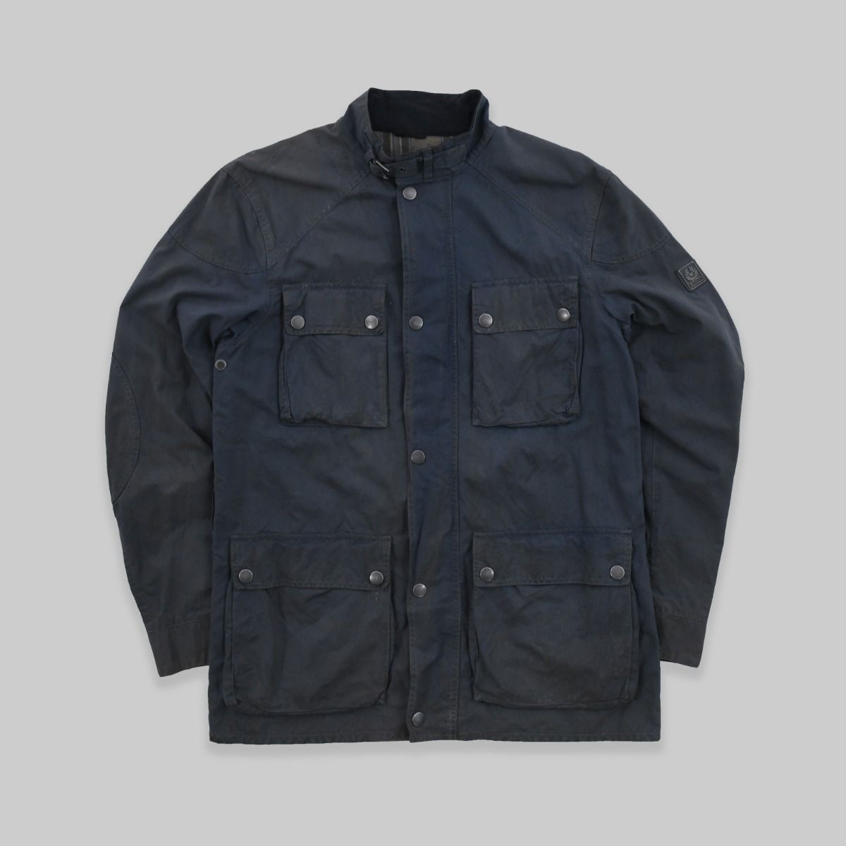 Belstaff 1990s Trialmaster Waxed Cotton Motorcycle Blue Jacket