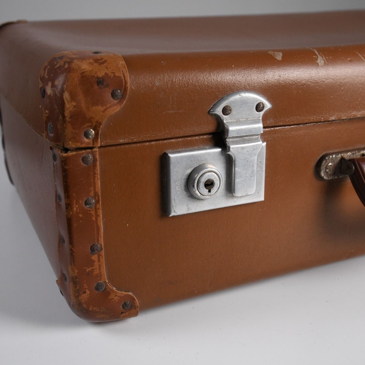 Vintage 1940s Crown Hard Shell Suitcase