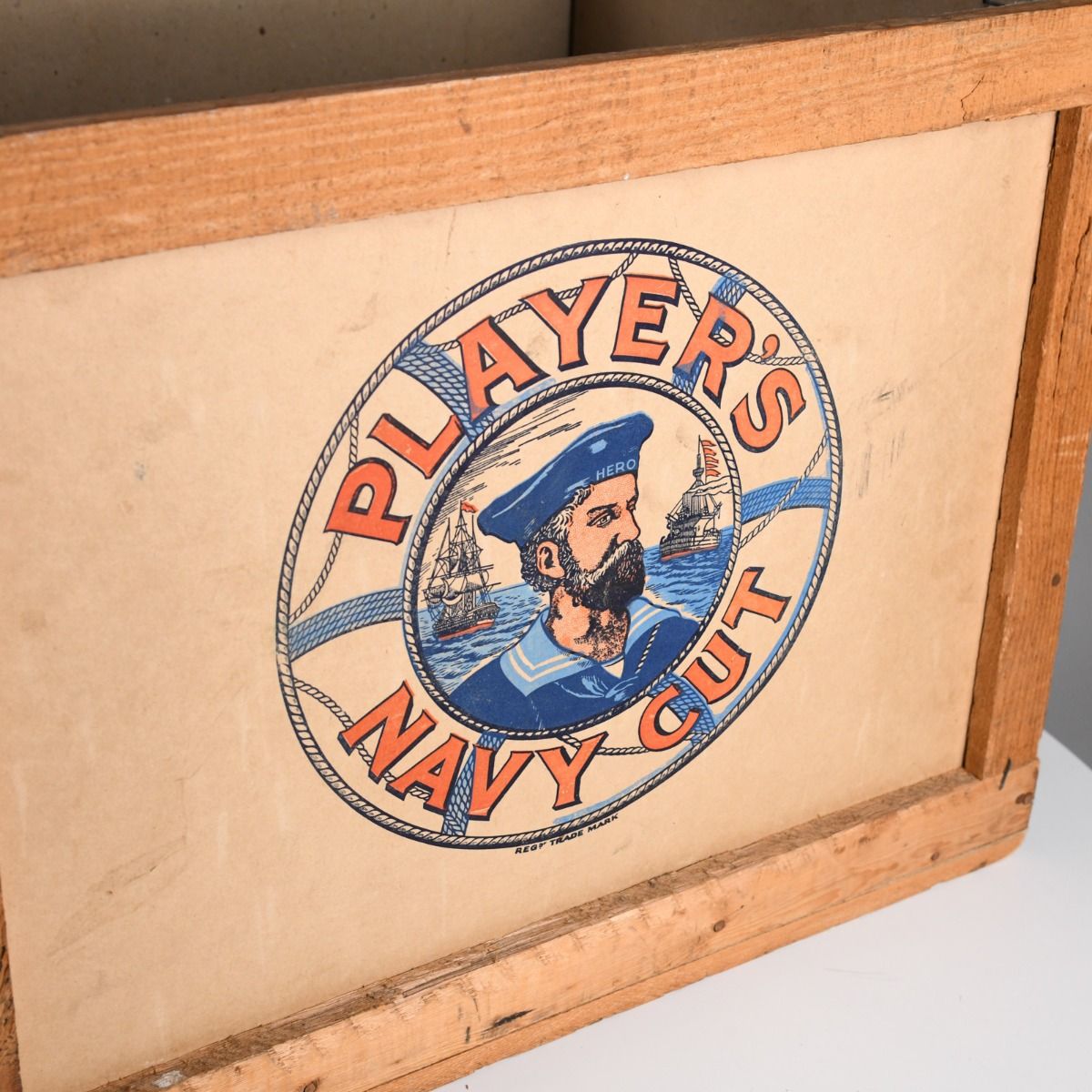 Vintage 1950s Player's Cigarettes Wooden Crate