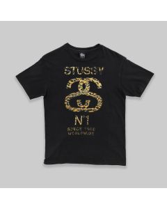 Stussy Black T-Shirt With Leopard Print