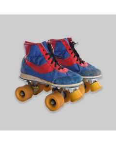 Blue and Red 1970s Roller Skates Size 7
