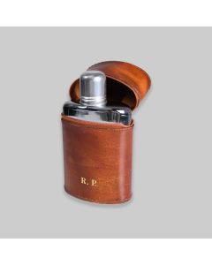 Glass Hip Flask With Leather Case