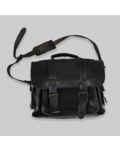 Vintage Black Leather Messenger Bag