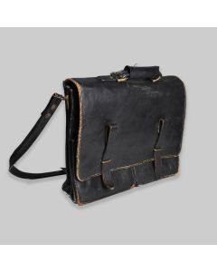 Vintage Black Leather Messenger Bag