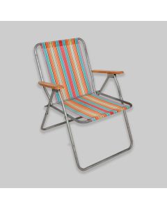 Vintage 1970s Multicoloured Striped Deck Chair