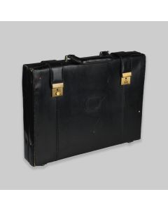 Vintage 1970s Black Leather-Effect Briefcase Bag