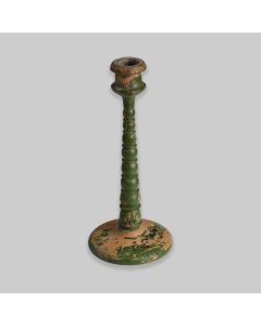 Vintage Green Wooden Candlestick