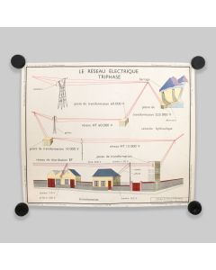 Vintage 1950s Double Sided French School Poster (Tableaux De sciences Rossignol)