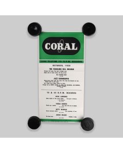 Vintage 1958 Coral Records Original Record Shop Advertising Poster