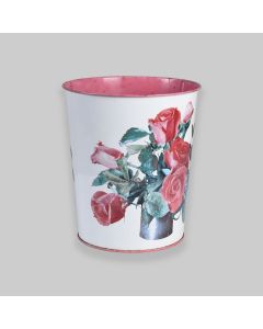 Vintage 1970s Metal Waste Bin with Roses Design