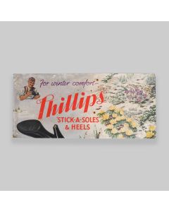 Vintage 1950s Phillips 'Stick A Soles & Heels' Shoe Shop Display Show Card