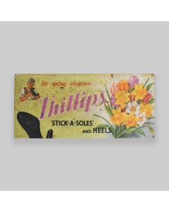 Vintage 1950s Phillips 'Stick A Soles & Heels' Shoe Shop Display Show Card