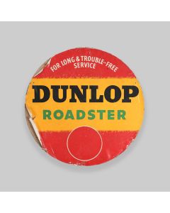 Vintage 1950s Dunlop Roadster Cycle Tyres Circular Cardboard Sign