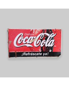 Vintage 1980s Metal Coca Cola Sign Spanish