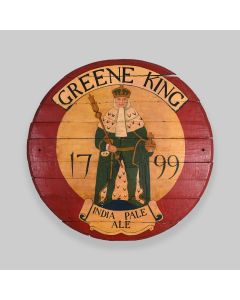 Vintage Greene King Circular Wooden Pub Sign