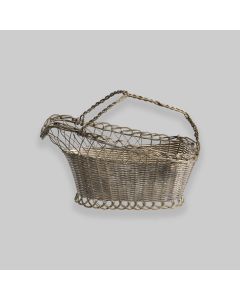 Vintage French Woven Wire Wine Bottle Holder