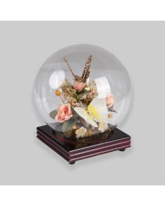 Vintage Butterflies And Flowers Glass Dome Ornament