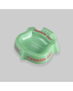 Vintage 1970s Canada Dry Green Glass Ashtray