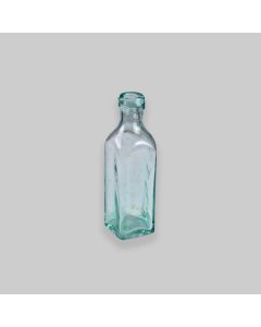 Vintage Early 1900s Clear Glass Square Moulded Bottle