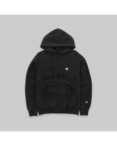 Champion Reverse Weave Black Hoodie With Embroidered logo