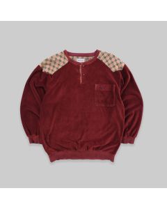 Burberry 1980s Red Velvet Long Sleeve Top