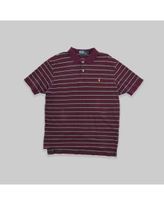 Ralph Lauren Burgundy & Green Striped Polo Shirt