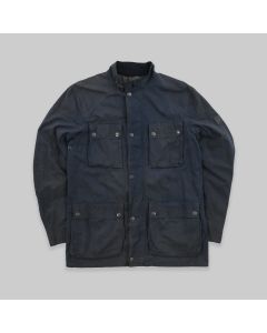 Belstaff 1990s Trialmaster Waxed Cotton Motorcycle Blue Jacket